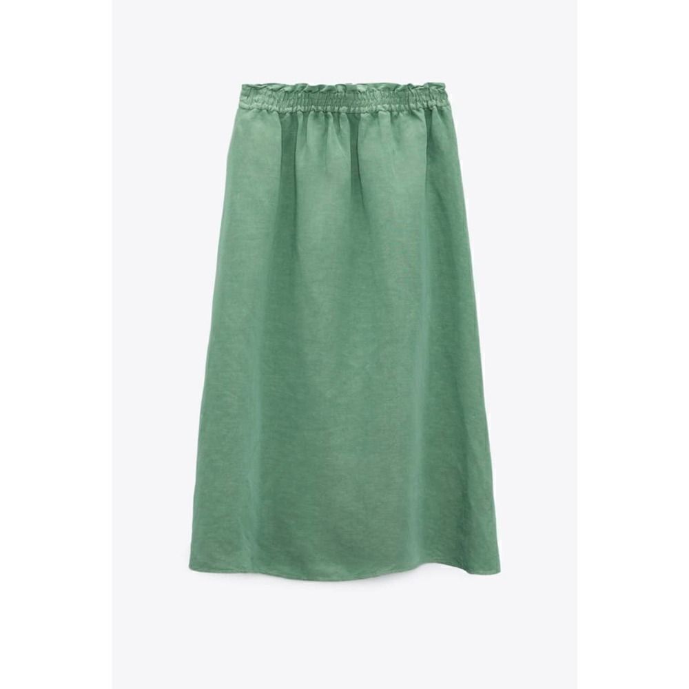 Rare Zara linen blend cape skirt green new - Picture 3 of 4